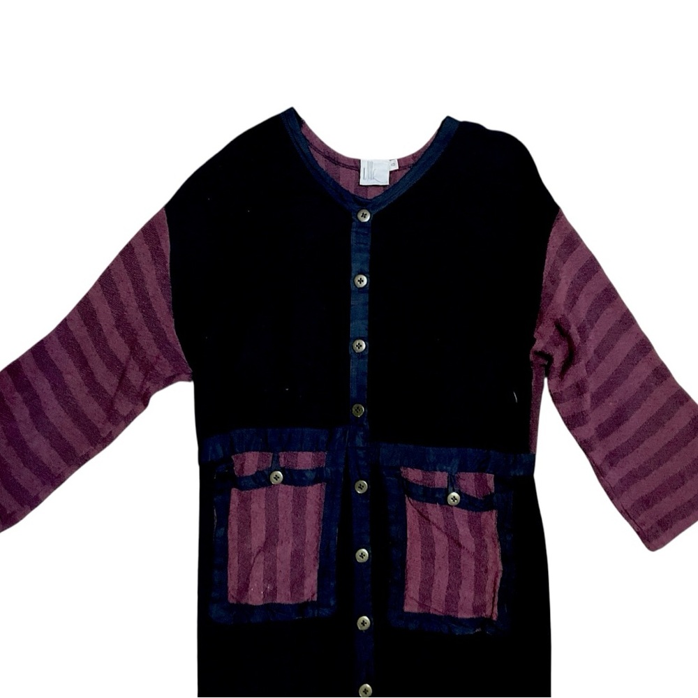 Striped Patchwork Button-Front Duster Cardigan Dr… - image 4